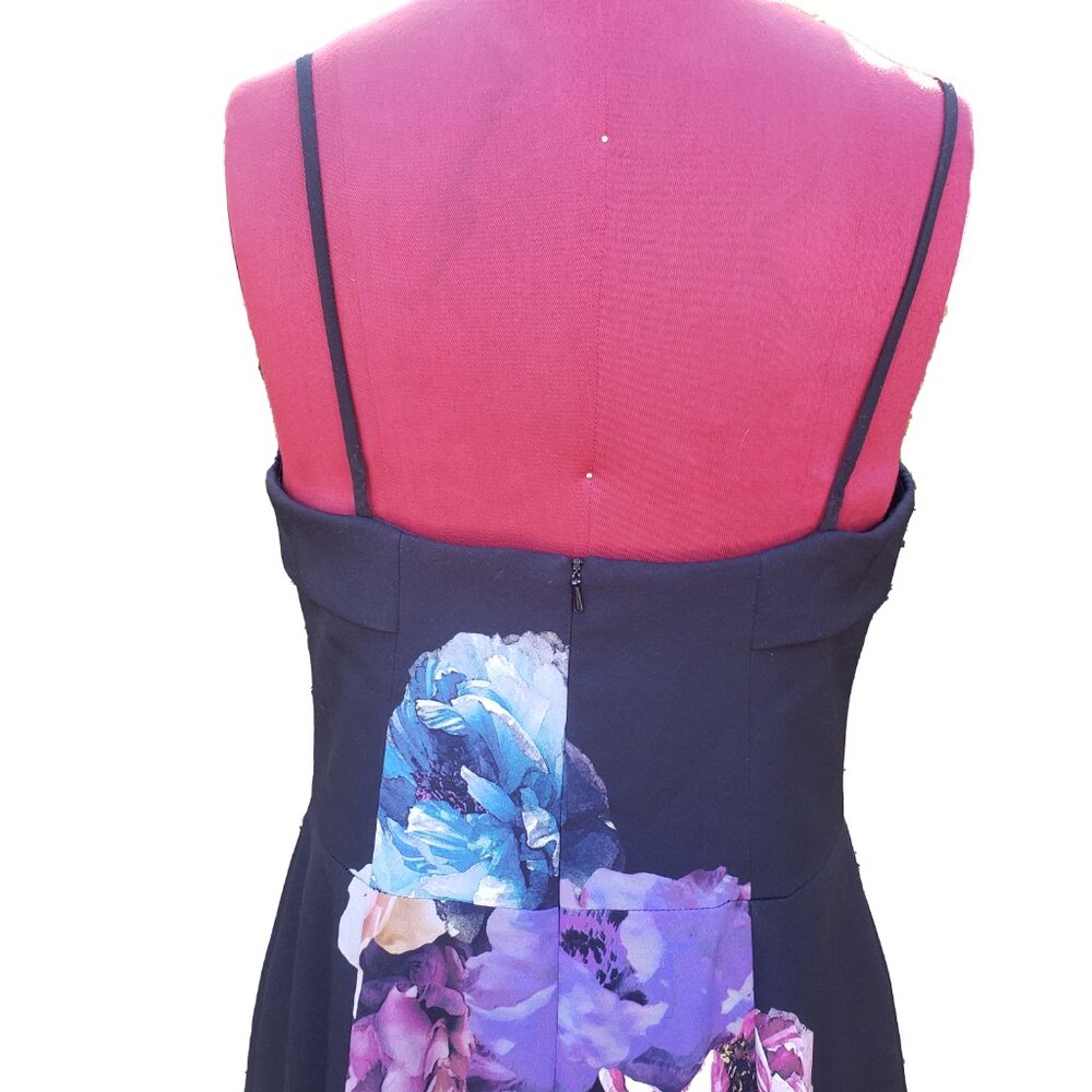 Black Halo Dress Black Floral Graphic Sleeveless Sheath Spaghetti Straps 14 - Picture 4 of 9